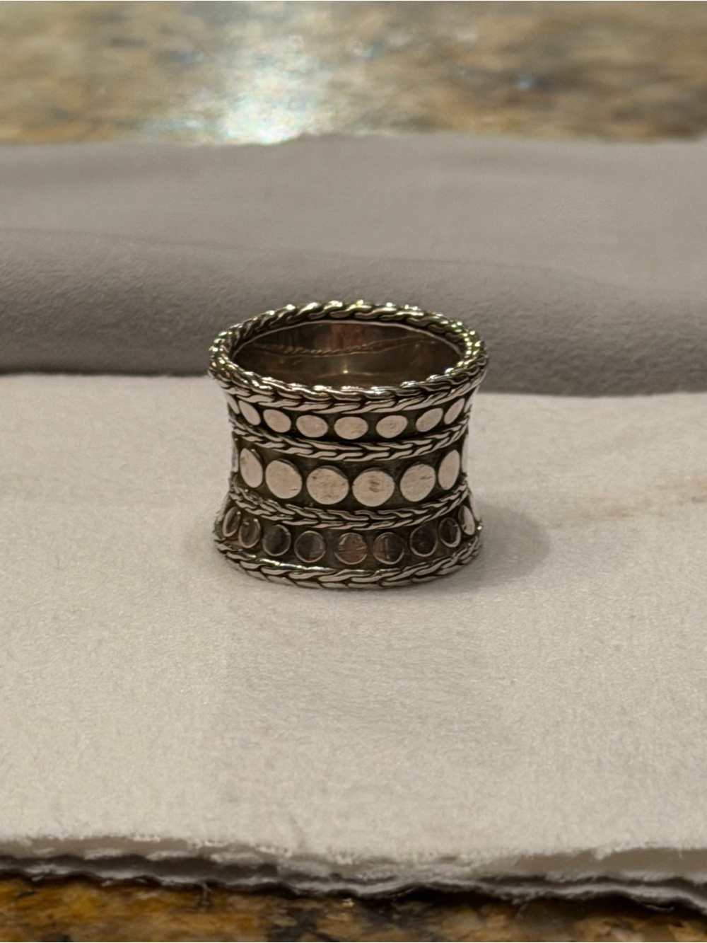 John Hardy Sterling Silver Wide Dot-Pattern Rope-Edge Band